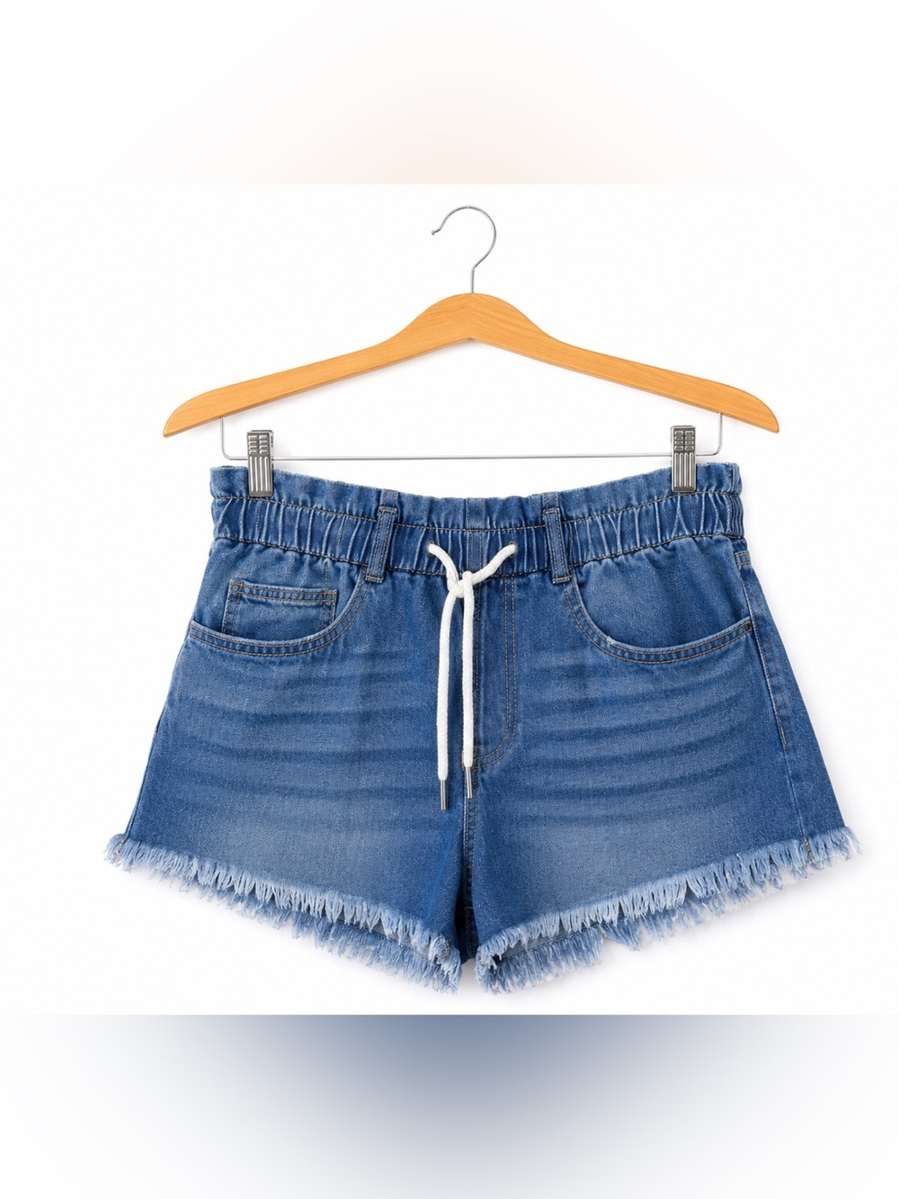 Juicy Couture Denim Shorts Size 26 High Rise Drawstring Frayed Hem Y2K Casual